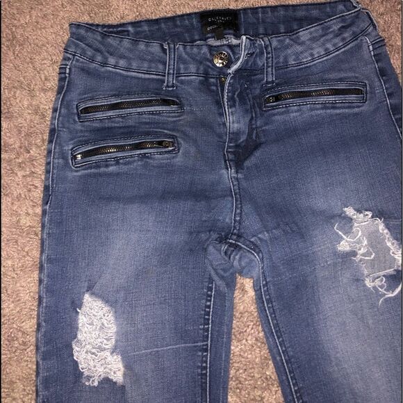 CELEBRITY Pink Distressed Ripped skinny Jeans - Picture 2 of 8